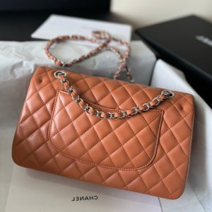 flap bag medium 25 brown lambskin silver hardware