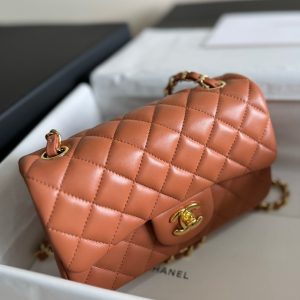 flap bag mini 20 brown lambskin gold hardware