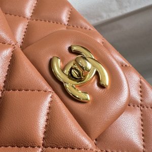 flap bag mini 20 brown lambskin gold hardware