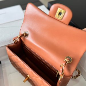 flap bag mini 20 brown lambskin gold hardware