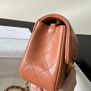 flap bag mini 20 brown lambskin gold hardware