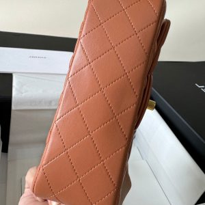 flap bag mini 20 brown lambskin gold hardware