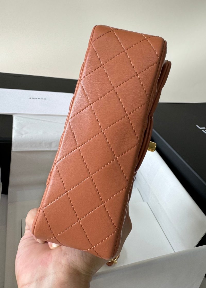 flap bag mini 20 brown lambskin gold hardware