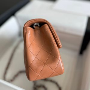 mini flap bag 17 brown lambskin silver hardware