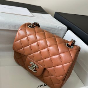 mini flap bag 17 brown lambskin silver hardware