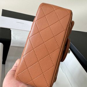 mini flap bag 17 brown lambskin silver hardware