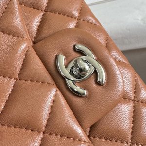 mini flap bag 17 brown lambskin silver hardware