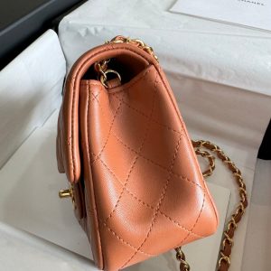 mini flap bag 17 brown lambskin gold hardware