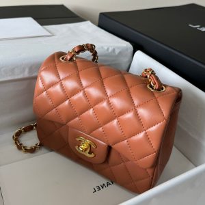 mini flap bag 17 brown lambskin gold hardware