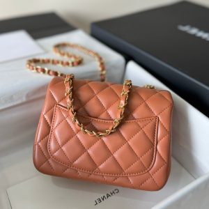 mini flap bag 17 brown lambskin gold hardware