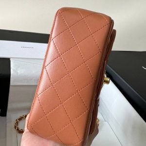 mini flap bag 17 brown lambskin gold hardware