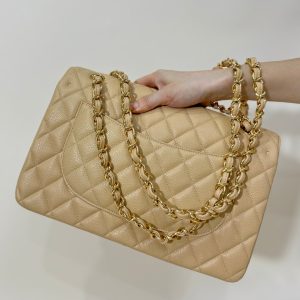 flap bag medium 25 beige caviar gold hardware