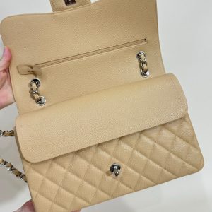 flap bag medium 25 beige caviar silver hardware