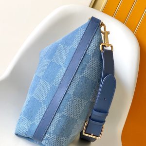 LV Vagabond Hobo 38cm Blue Cotton with 3D Damier Denim GHW