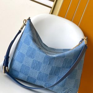 LV Vagabond Hobo 38cm Blue Cotton with 3D Damier Denim GHW