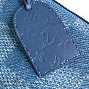 LV Vagabond Hobo 38cm Blue Cotton with 3D Damier Denim GHW