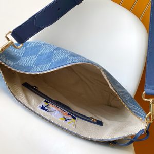 LV Vagabond Hobo 38cm Blue Cotton with 3D Damier Denim GHW