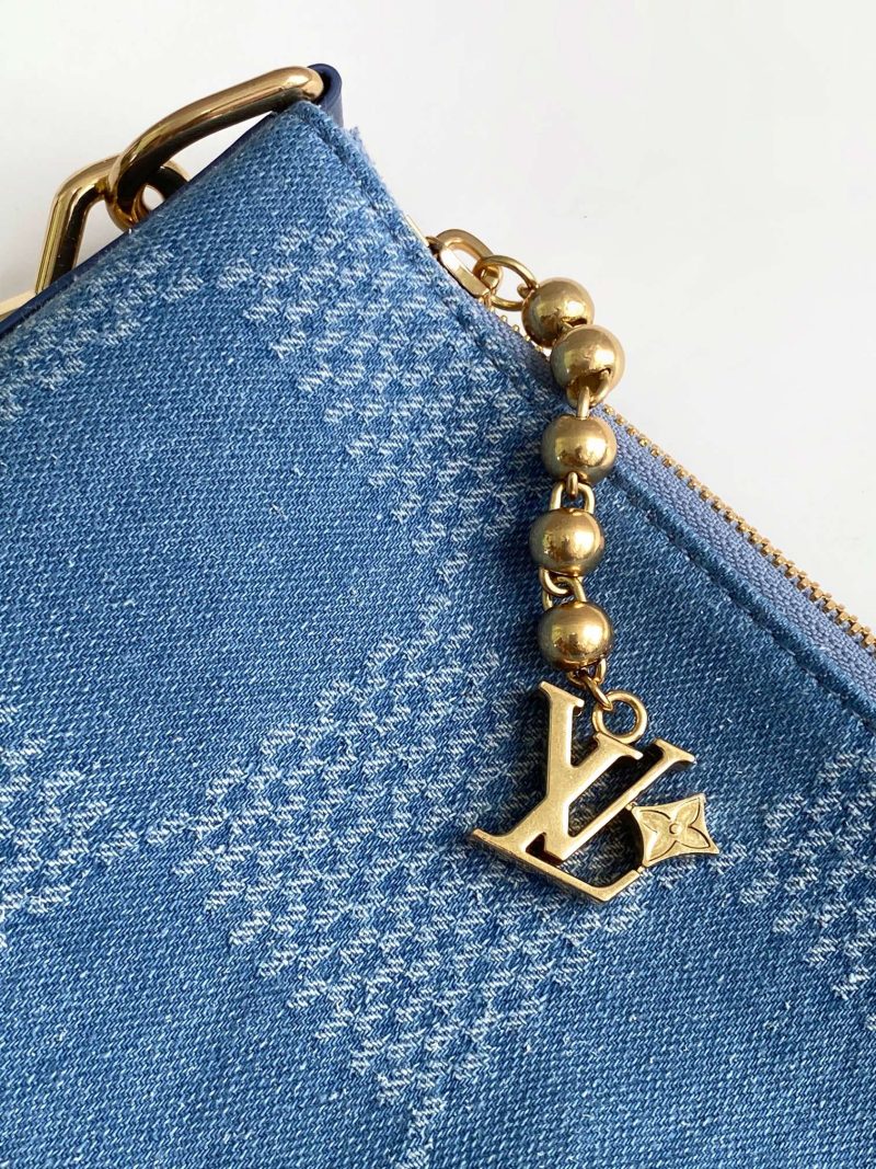 LV Vagabond Hobo 38cm Blue Cotton with 3D Damier Denim GHW