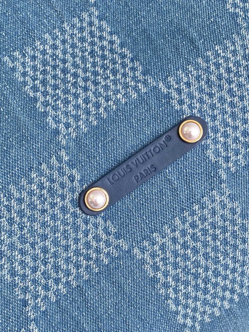 LV Vagabond Hobo 38cm Blue Cotton with 3D Damier Denim GHW