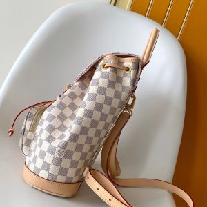 LV Montsouris PM Backpack Beige Damier Azur Pattern Canvas GHW