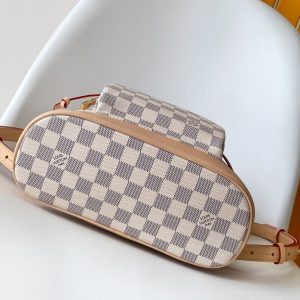 LV Montsouris PM Backpack Beige Damier Azur Pattern Canvas GHW