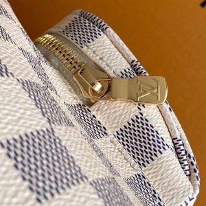 LV Montsouris PM Backpack Beige Damier Azur Pattern Canvas GHW