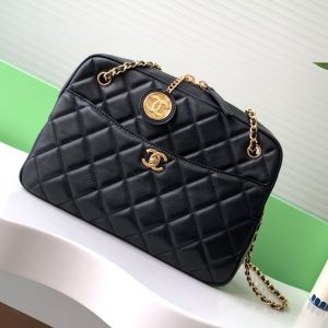 Chanel 2025 Camera 24cm Bag Black Quilted Leather 320975