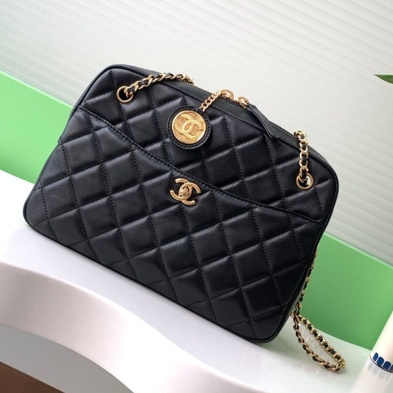 Chanel 2025 Camera 24cm Bag Black Quilted Leather 320975