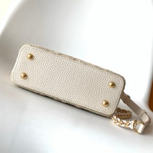 LV Capucine Mini Bag 21cm Vanilla Cotton Canvas Embroidered Pattern GHW