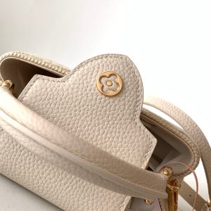 LV Capucine Mini Bag 21cm Vanilla Cotton Canvas Embroidered Pattern GHW