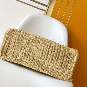 Summer Shopper Tote MM Beige Raffia & Cowhide
