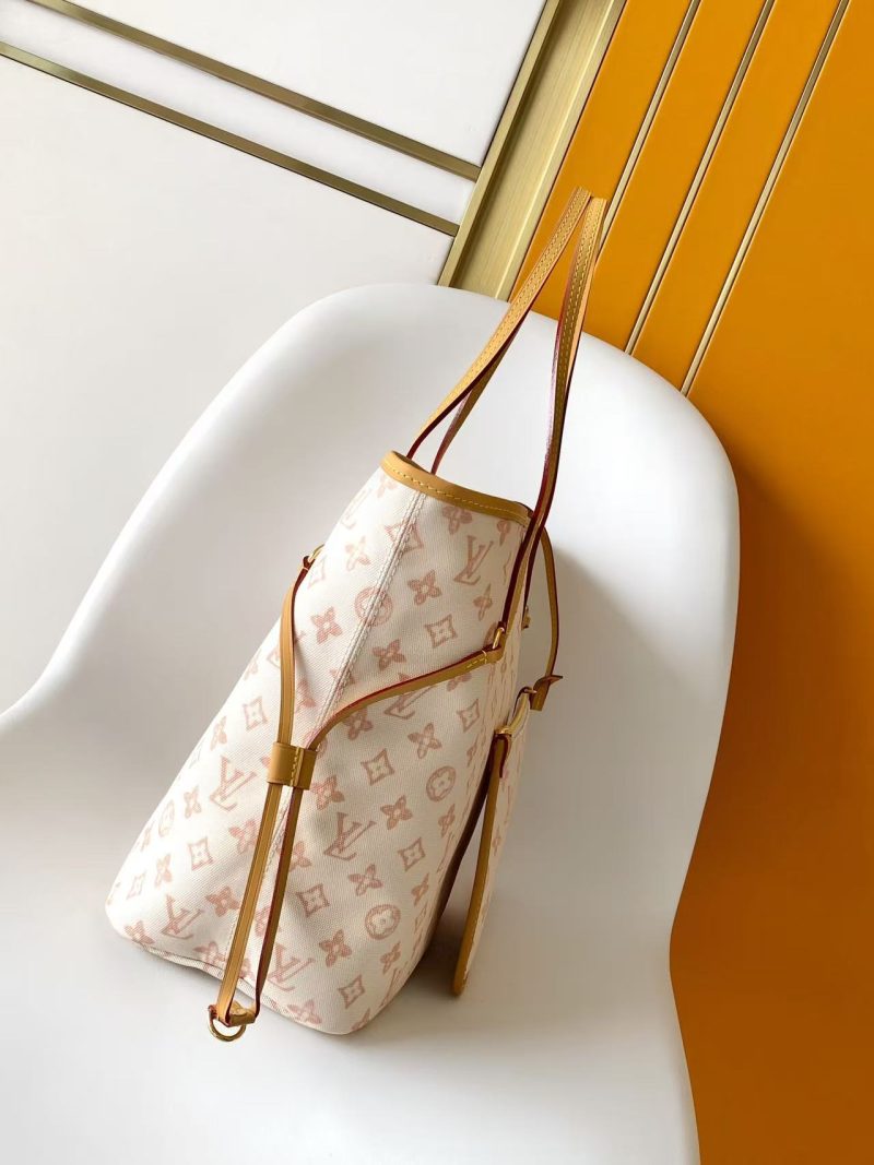 LV M27521 Neverfull MM Bag Camel White Monogram Origine Canvas