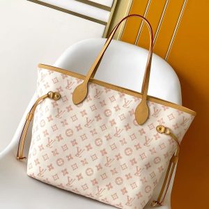 LV M27521 Neverfull MM Bag Camel White Monogram Origine Canvas