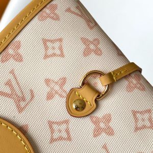 LV M27521 Neverfull MM Bag Camel White Monogram Origine Canvas