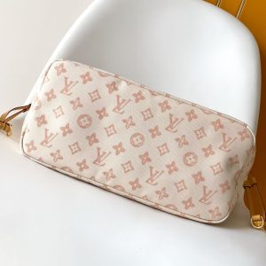 LV M27521 Neverfull MM Bag Camel White Monogram Origine Canvas