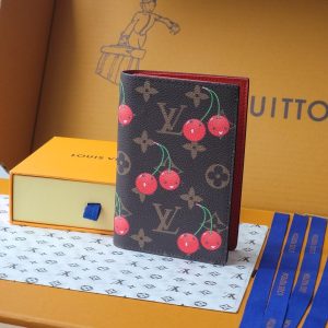 LV x TM Passport Cover Brown Monogram Canvas With Cherry Motif