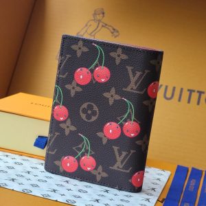 LV x TM Passport Cover Brown Monogram Canvas With Cherry Motif