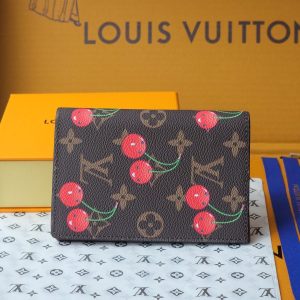 LV x TM Passport Cover Brown Monogram Canvas With Cherry Motif