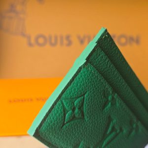 LV M25998 Double Card Holder Bamboo Green Taurillon Monogram leather