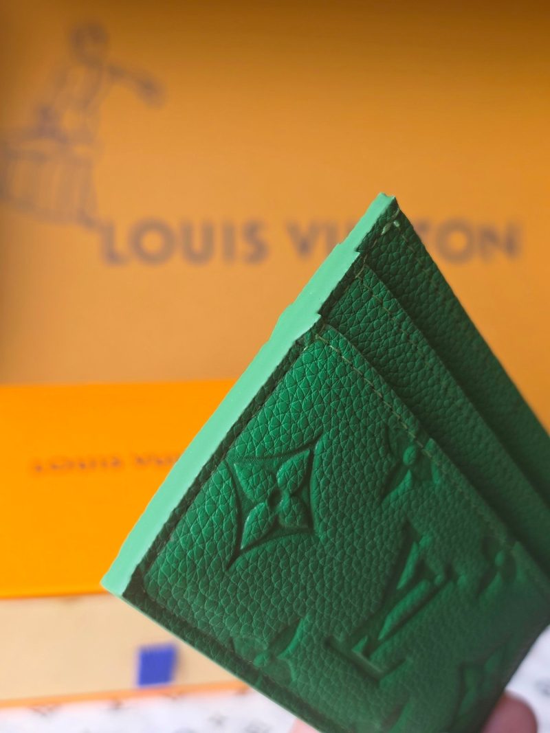 LV M25998 Double Card Holder Bamboo Green Taurillon Monogram leather