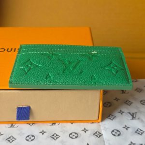LV M25998 Double Card Holder Bamboo Green Taurillon Monogram leather