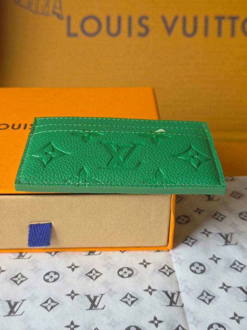 LV M25998 Double Card Holder Bamboo Green Taurillon Monogram leather
