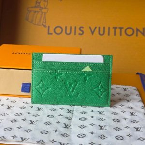 LV M25998 Double Card Holder Bamboo Green Taurillon Monogram leather