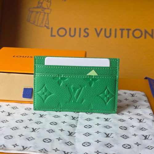 LV M25998 Double Card Holder Bamboo Green Taurillon Monogram leather