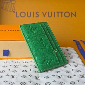 LV M25998 Double Card Holder Bamboo Green Taurillon Monogram leather