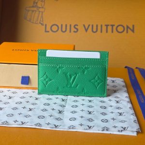 LV M25998 Double Card Holder Bamboo Green Taurillon Monogram leather