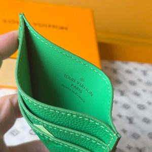 LV M25998 Double Card Holder Bamboo Green Taurillon Monogram leather