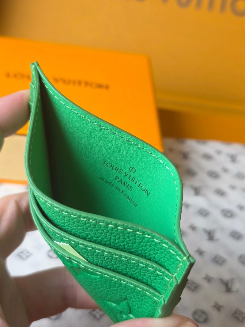 LV M25998 Double Card Holder Bamboo Green Taurillon Monogram leather