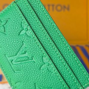 LV M25998 Double Card Holder Bamboo Green Taurillon Monogram leather