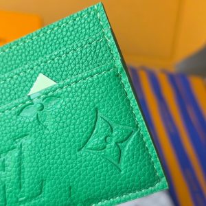 LV M25998 Double Card Holder Bamboo Green Taurillon Monogram leather